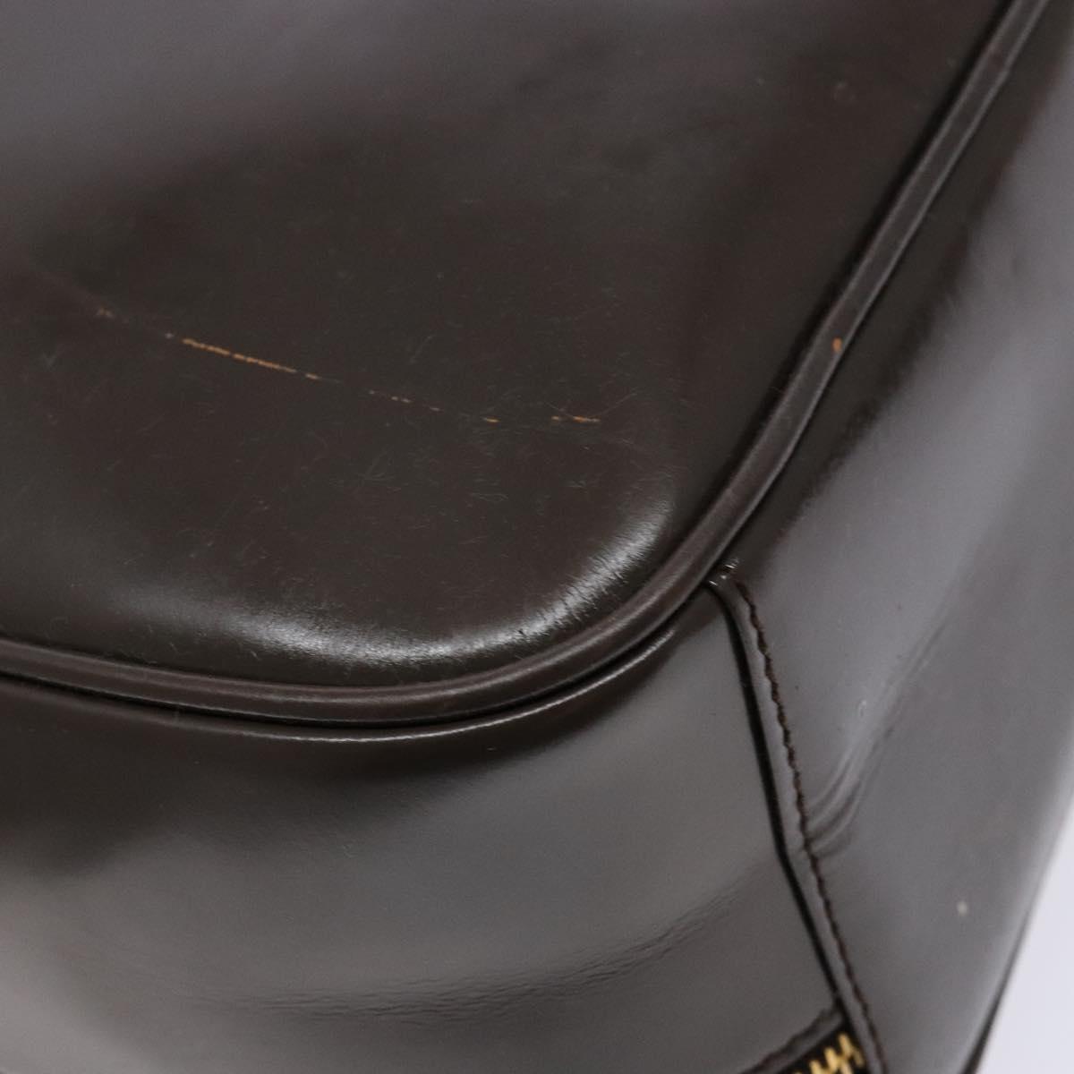 GUCCI Bamboo Vanity Hand Bag Patent leather Brown Gold Auth ep10340