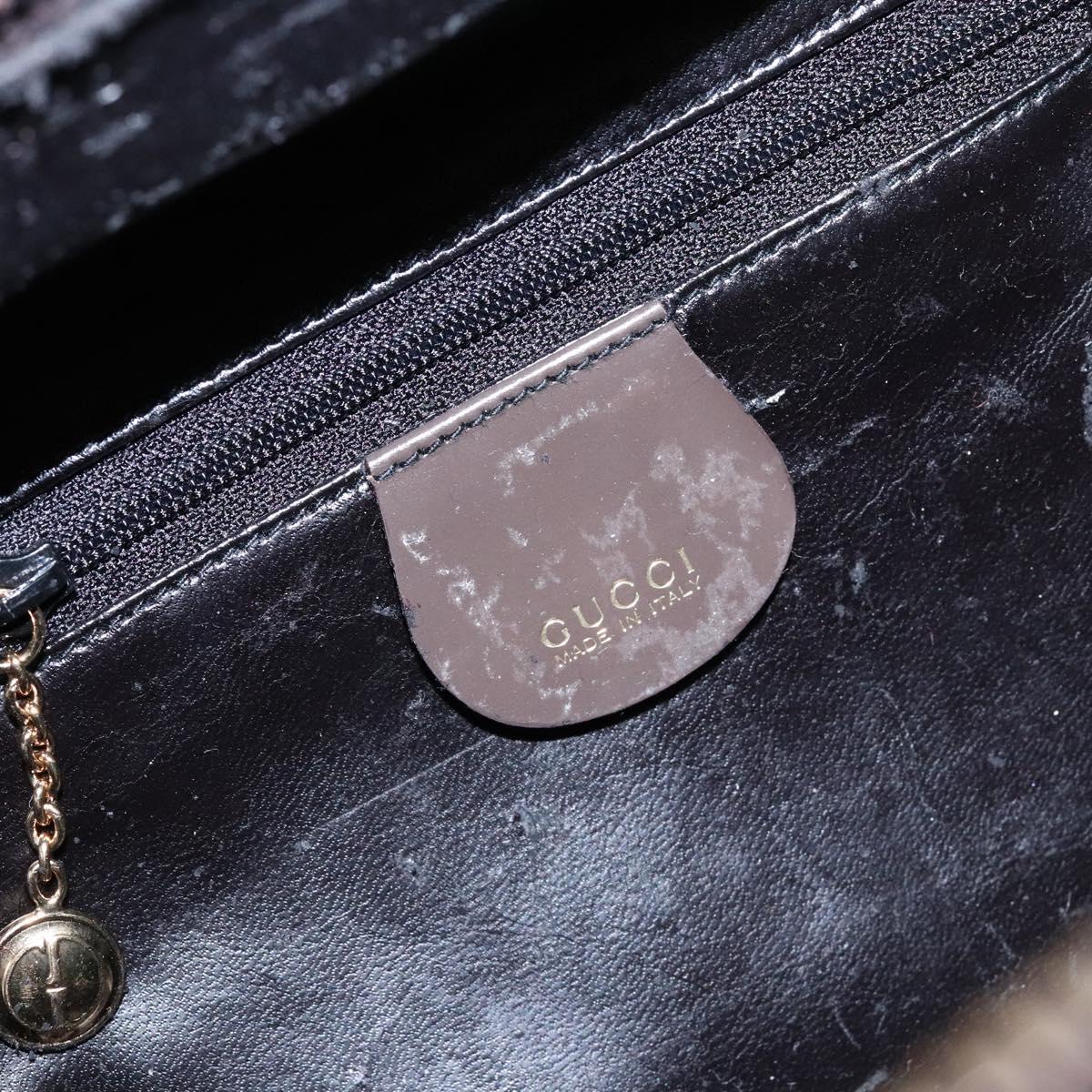 GUCCI Bamboo Vanity Hand Bag Patent leather Brown Gold Auth ep10340