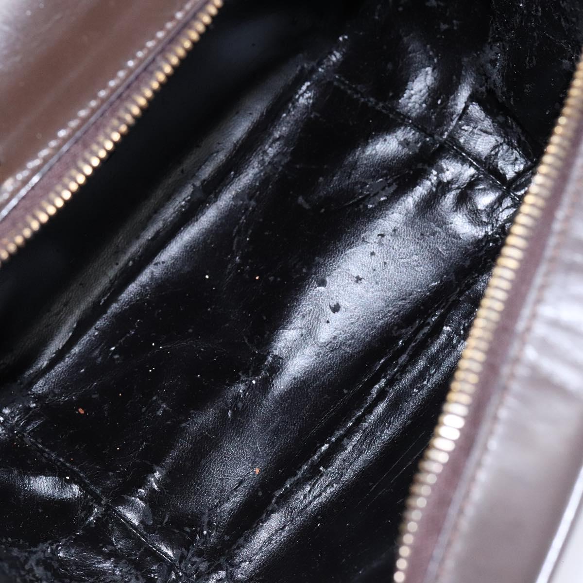 GUCCI Bamboo Vanity Hand Bag Patent leather Brown Gold Auth ep10340