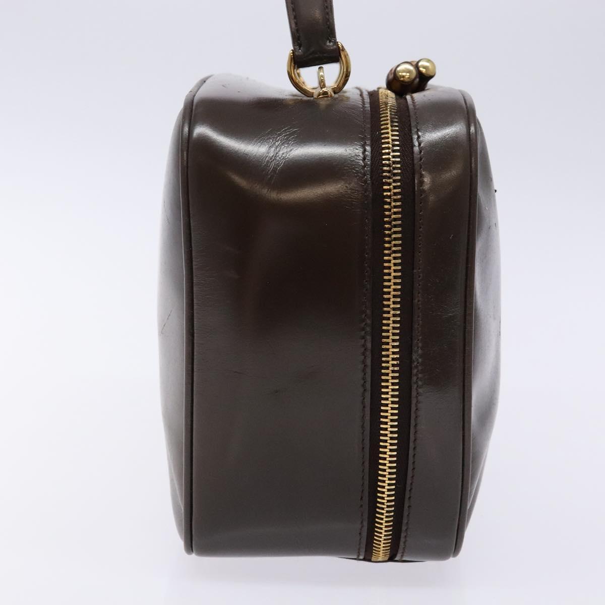 GUCCI Bamboo Vanity Hand Bag Patent leather Brown Gold Auth ep10340