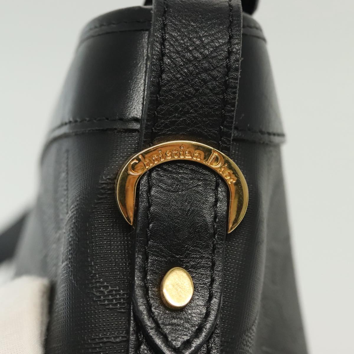 Christian Dior Trotter Canvas Shoulder Bag Black Gold Auth ep10350