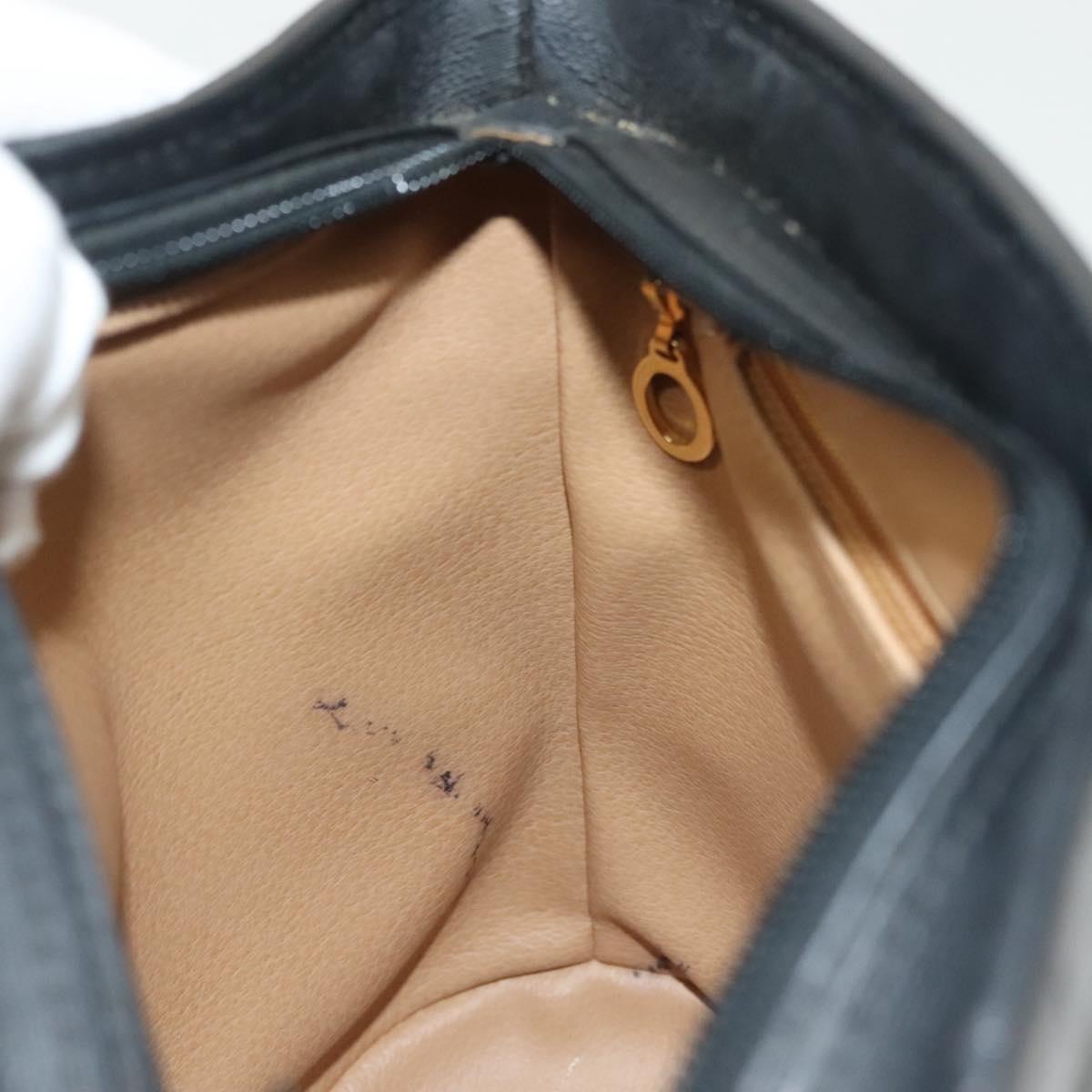 Christian Dior Trotter Canvas Shoulder Bag Black Gold Auth ep10350
