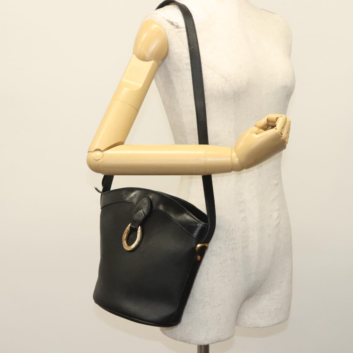Christian Dior Trotter Canvas Shoulder Bag Black Gold Auth ep10350