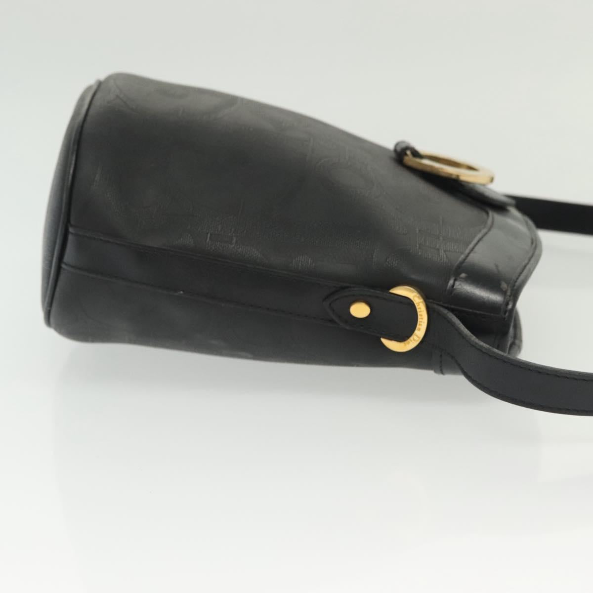 Christian Dior Trotter Canvas Shoulder Bag Black Gold Auth ep10350