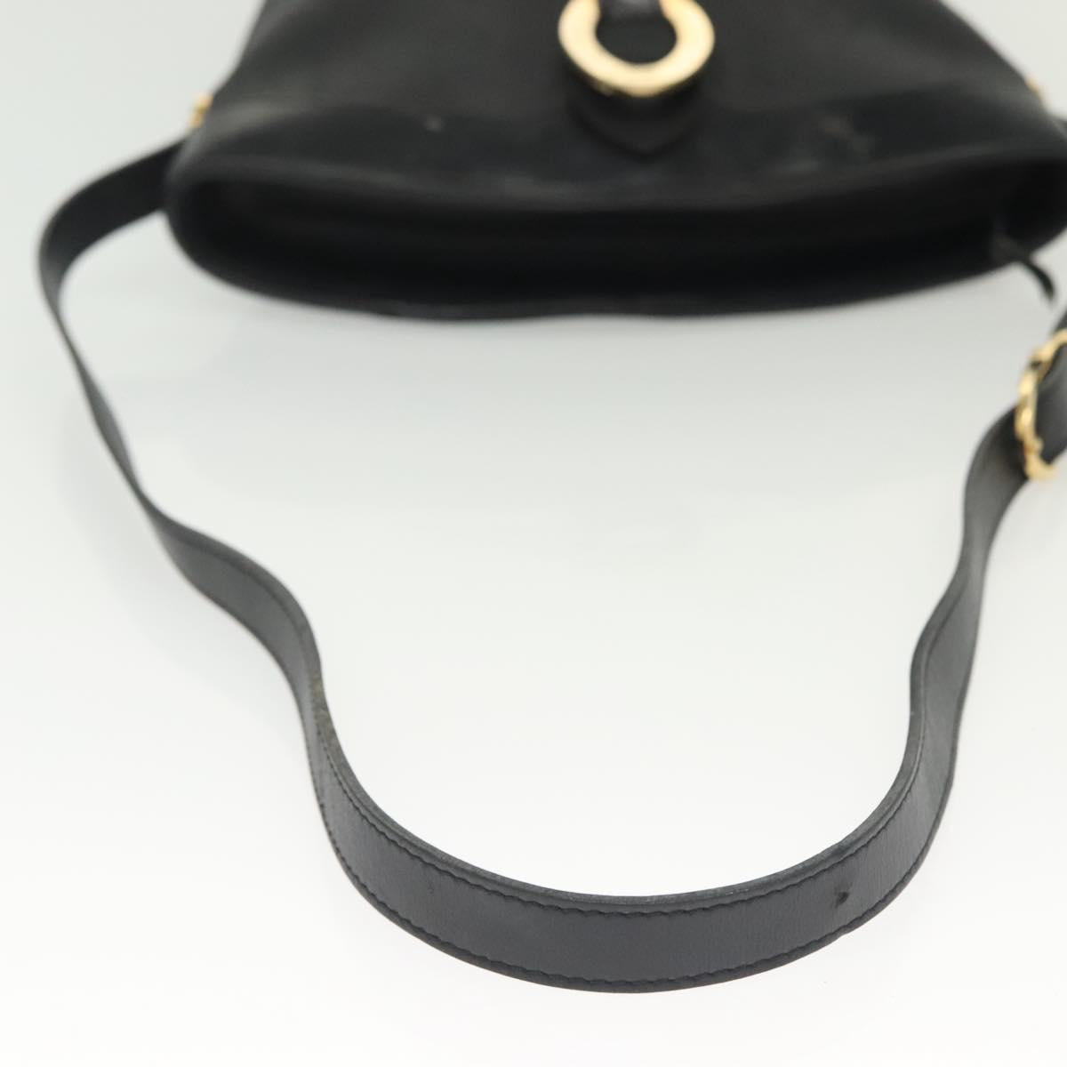 Christian Dior Trotter Canvas Shoulder Bag Black Gold Auth ep10350