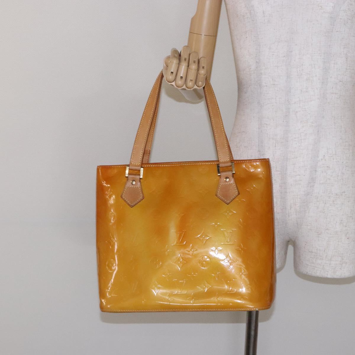 LOUIS VUITTON Monogram Vernis Houston Hand Bag Beige M91004 LV Auth ep10359