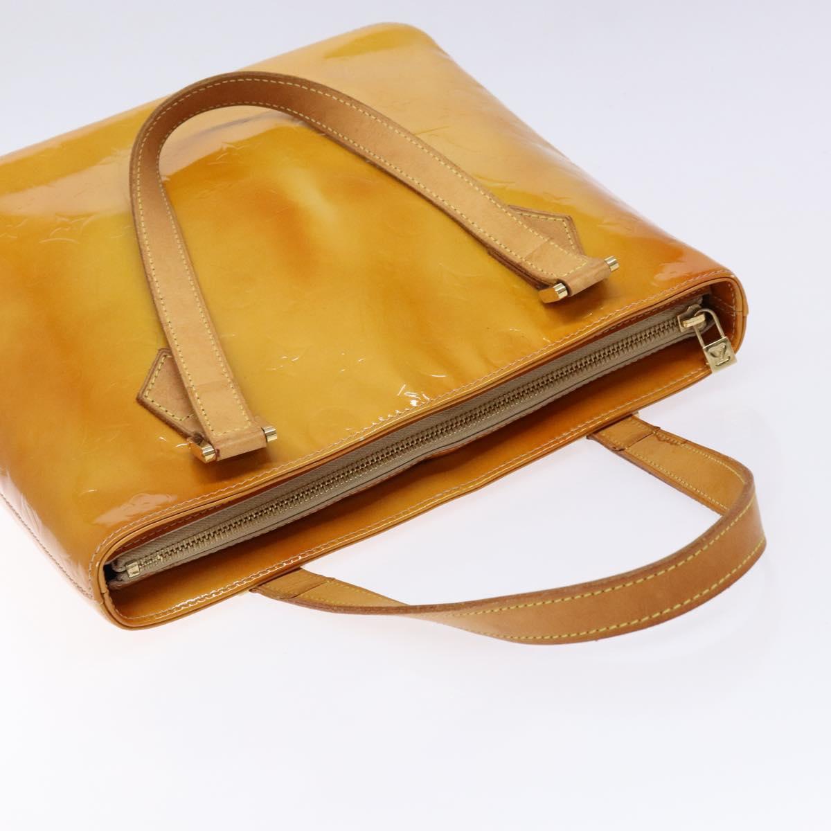 LOUIS VUITTON Monogram Vernis Houston Hand Bag Beige M91004 LV Auth ep10359