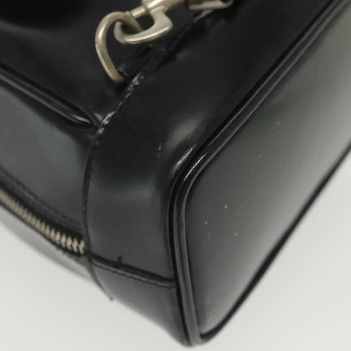 GUCCI Bamboo Body Bag Patent leather Black Silver 003 3444 0127 Auth ep10361