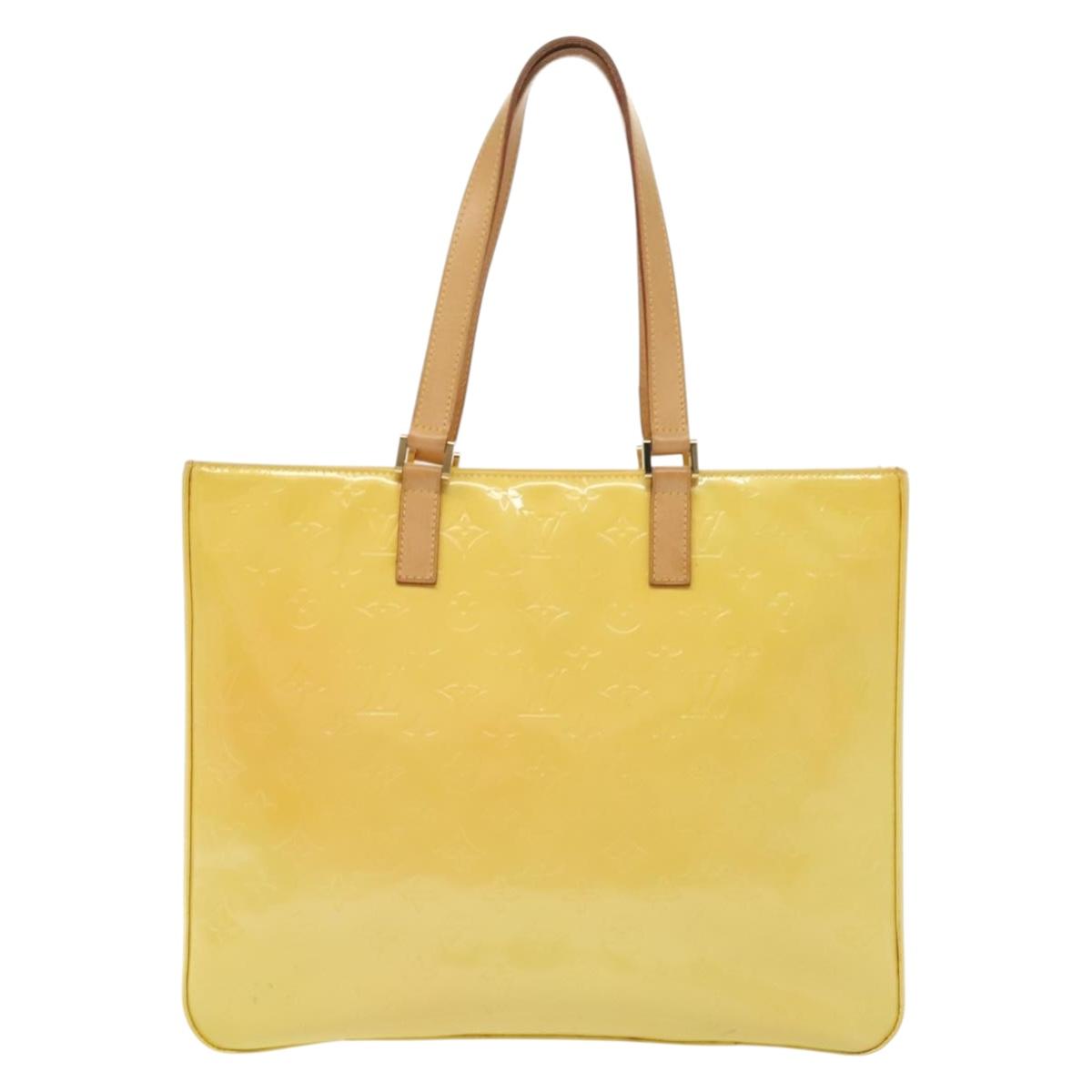 LOUIS VUITTON Monogram Vernis Columbus Tote Bag Lime Yellow M91047 Auth ep10370