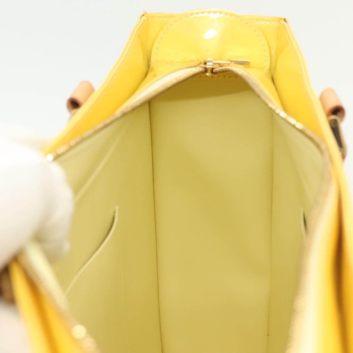 LOUIS VUITTON Monogram Vernis Columbus Tote Bag Lime Yellow M91047 Auth ep10370