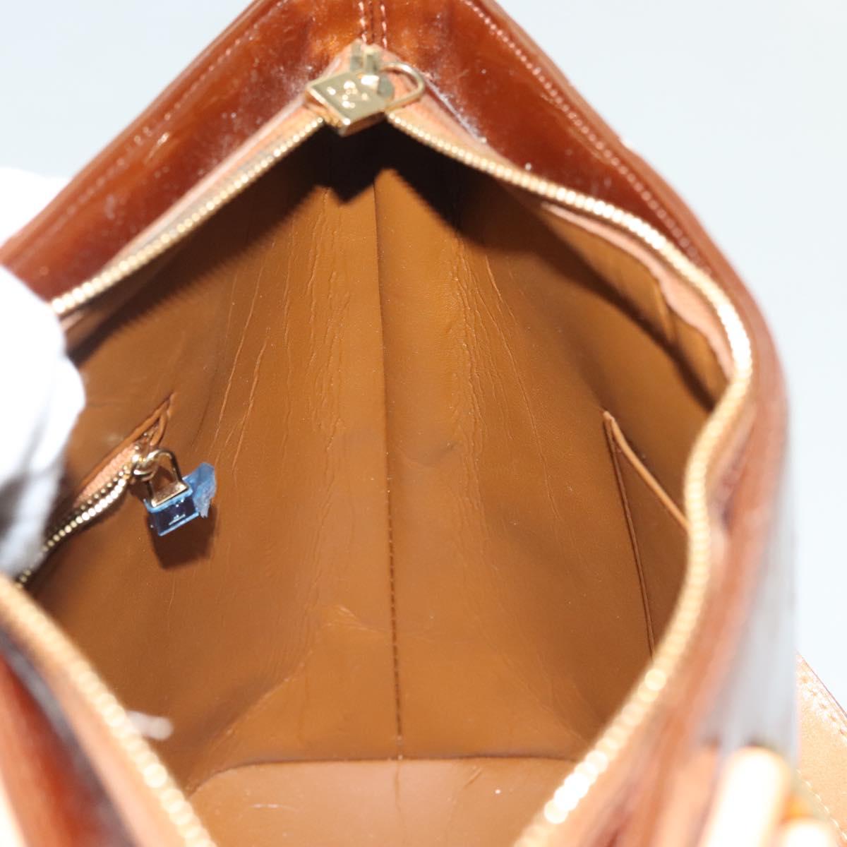 LOUIS VUITTON Monogram Vernis Houston Hand Bag Bronze M91122 LV Auth ep10376