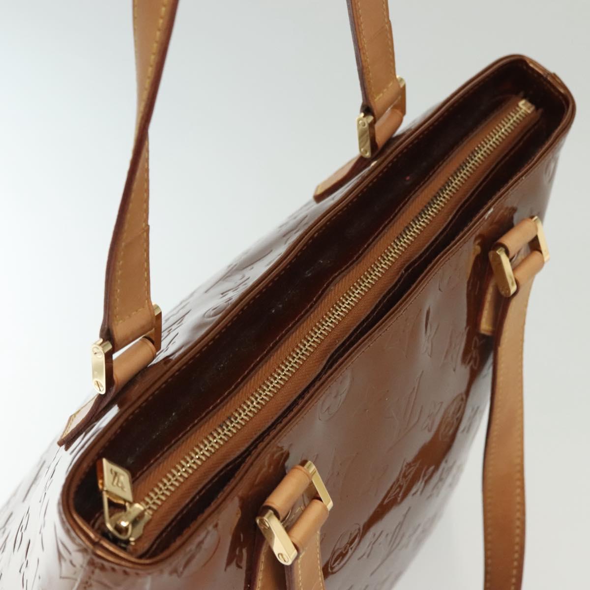 LOUIS VUITTON Monogram Vernis Houston Hand Bag Bronze M91122 LV Auth ep10376