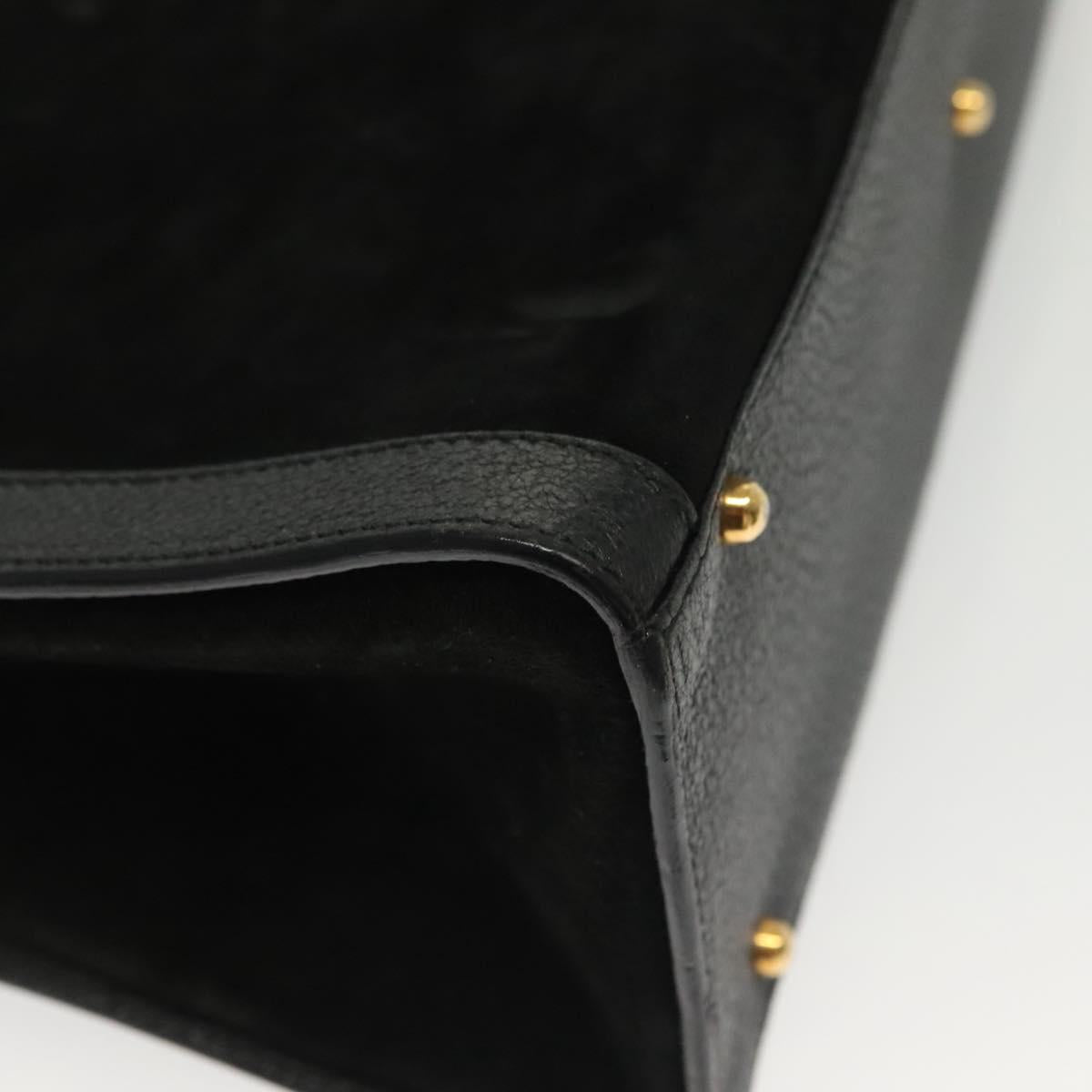 GUCCI Bamboo Hand Bag Suede Black Gold 002 1186 0260 Auth ep10379