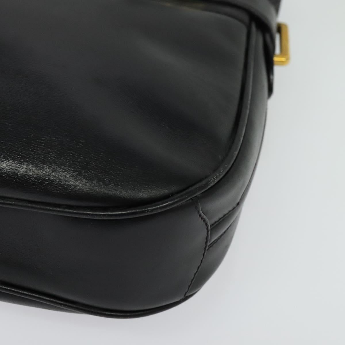 GUCCI Web Sherry Line Shoulder Bag Leather Black Gold 001 406 0552 Auth ep10387