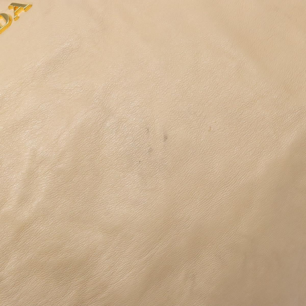 PRADA Tote Bag Leather Beige Gold Auth ep10389