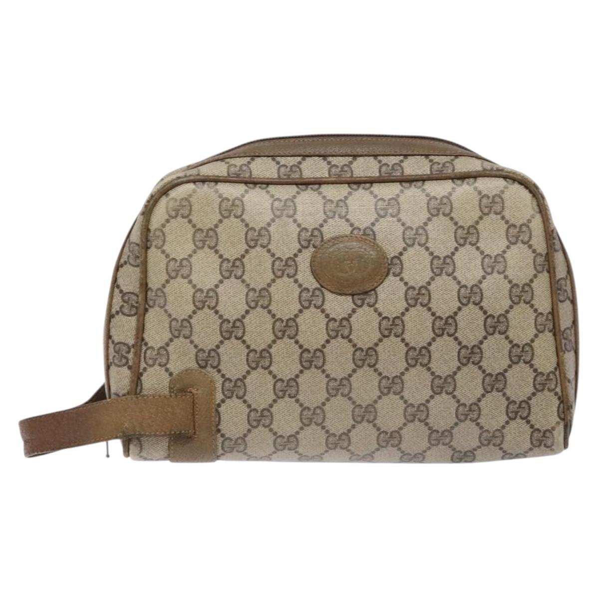 GUCCI GG Supreme Clutch Bag PVC Beige Auth ep10390