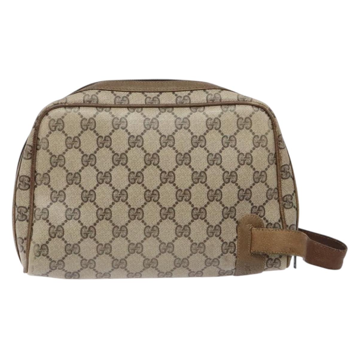 GUCCI GG Supreme Clutch Bag PVC Beige Auth ep10390