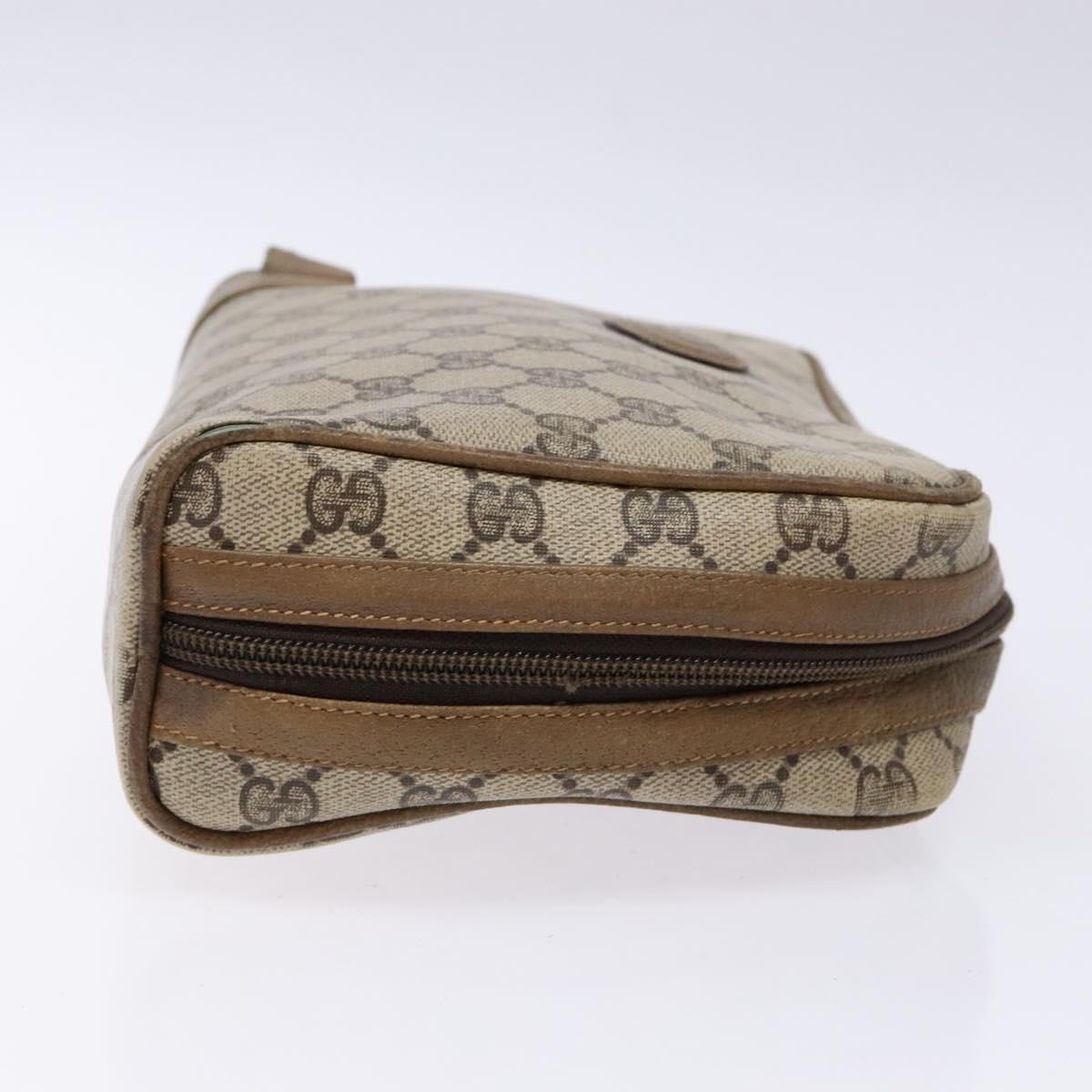 GUCCI GG Supreme Clutch Bag PVC Beige Auth ep10390
