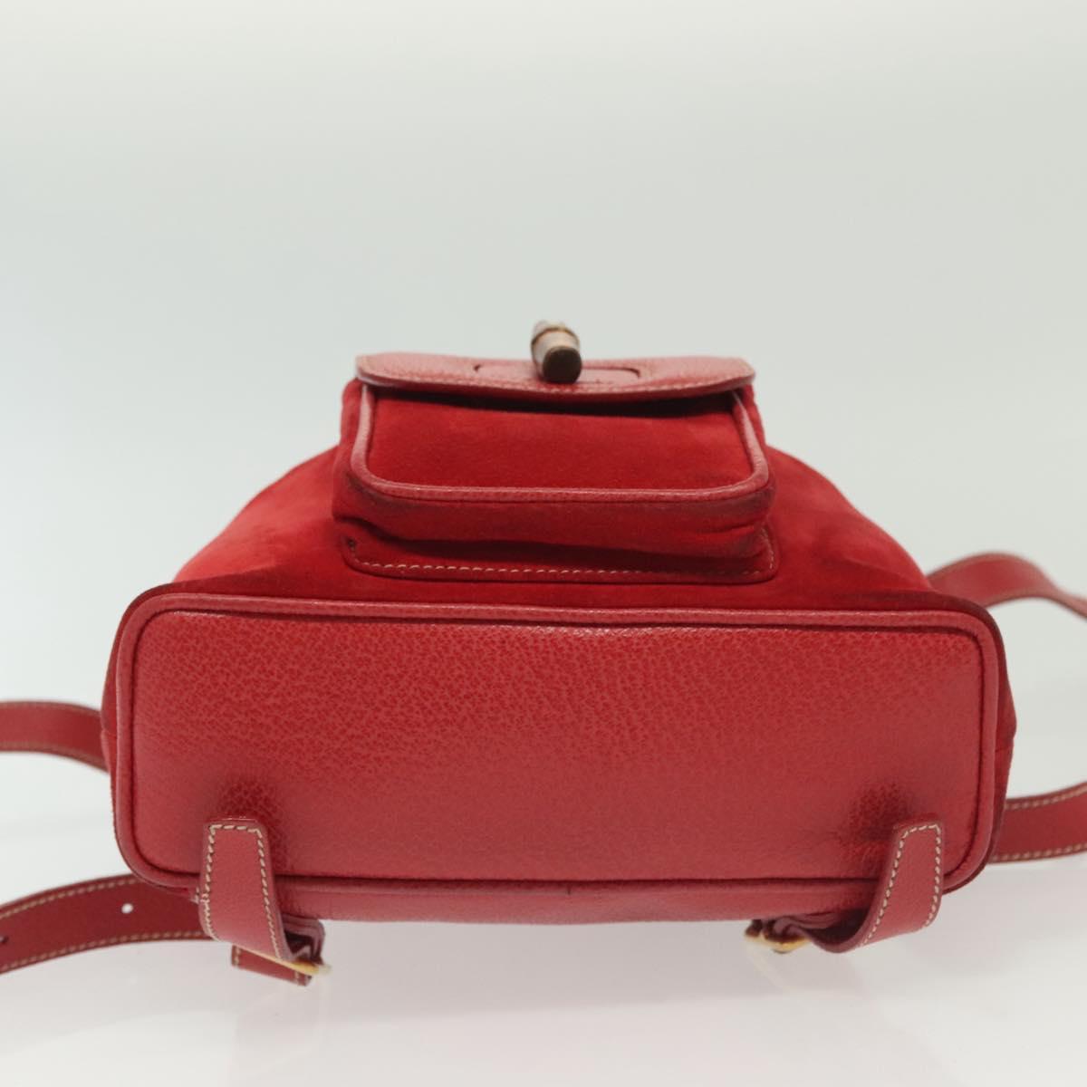 GUCCI Bamboo Backpack Suede Red Gold 003 1705 0030 Auth ep10393