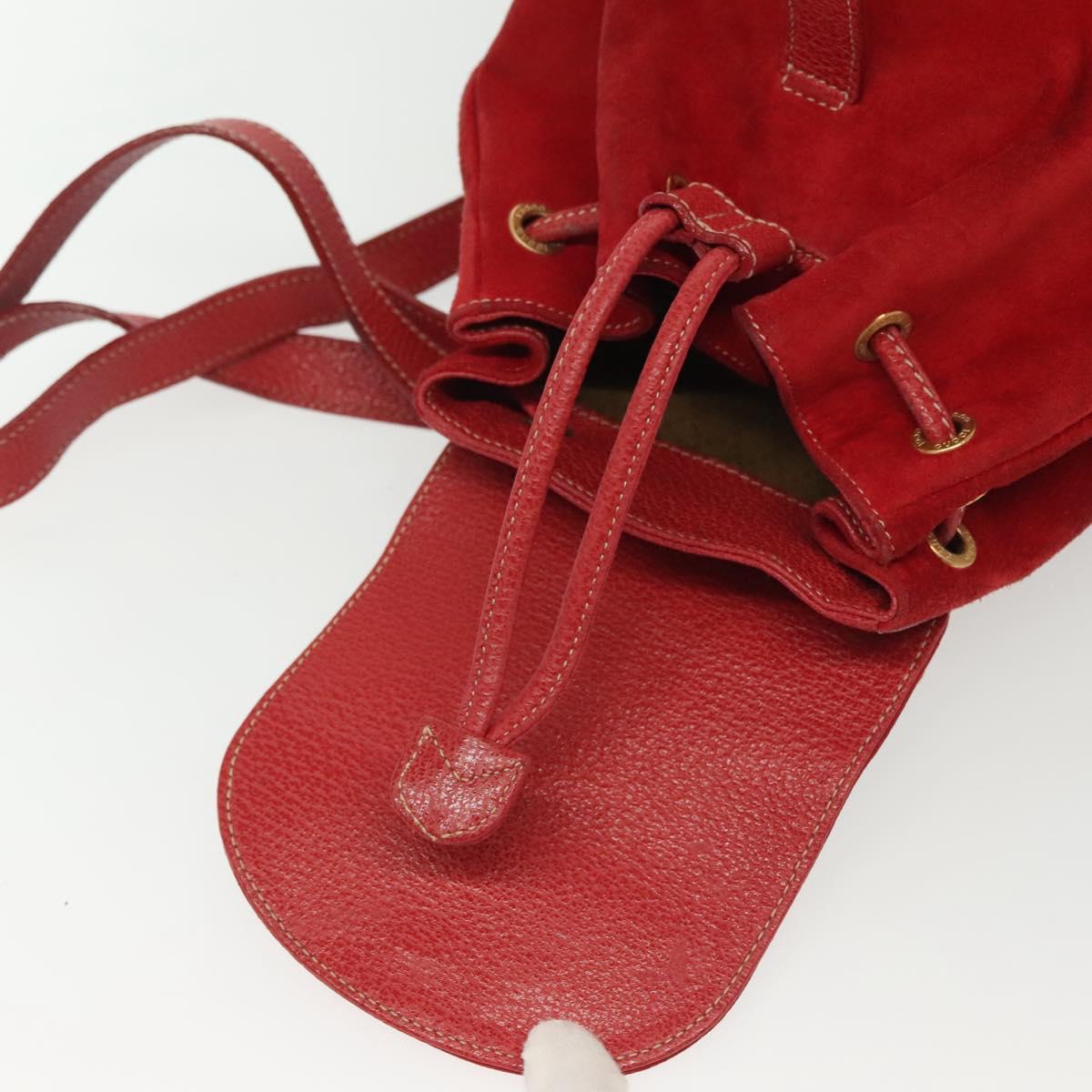 GUCCI Bamboo Backpack Suede Red Gold 003 1705 0030 Auth ep10393