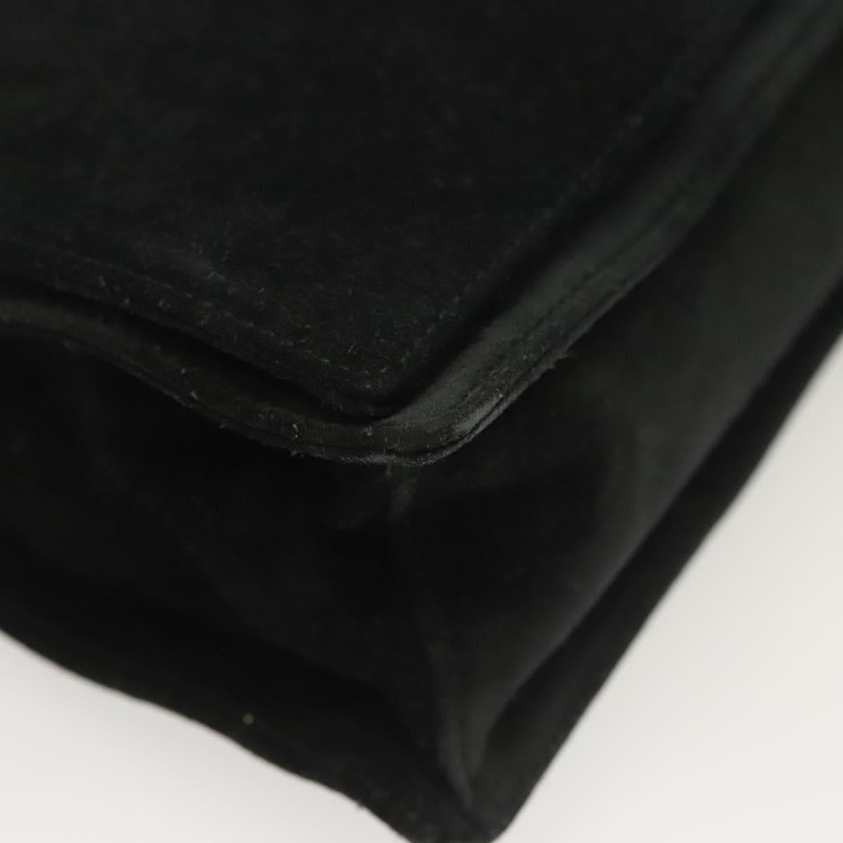 GUCCI Bamboo Tote Bag Suede Black Silver Auth ep10395