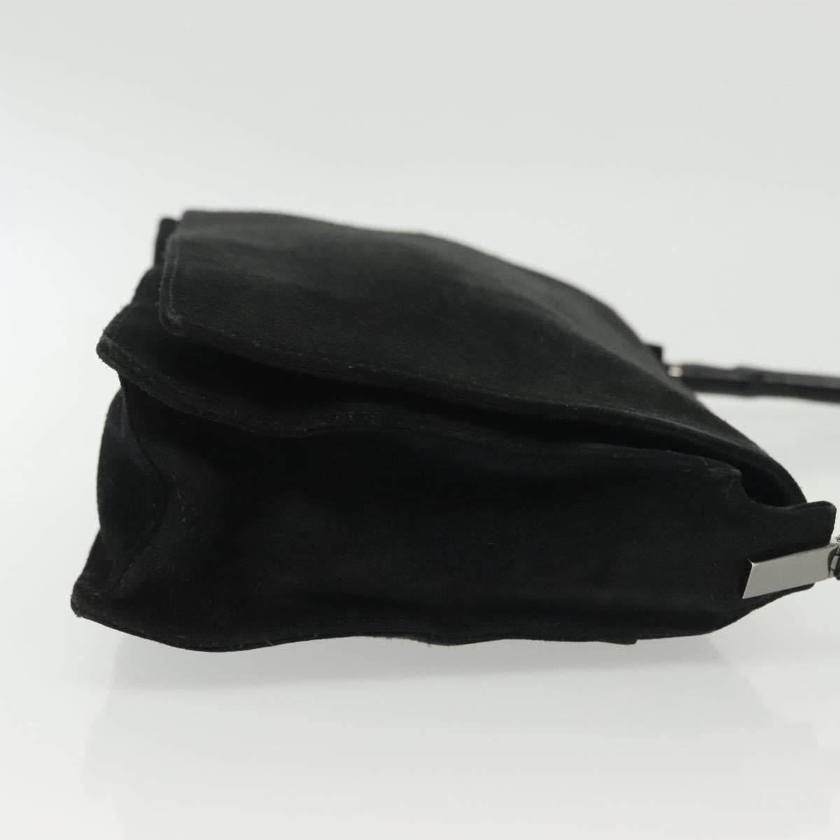 GUCCI Bamboo Tote Bag Suede Black Silver Auth ep10395