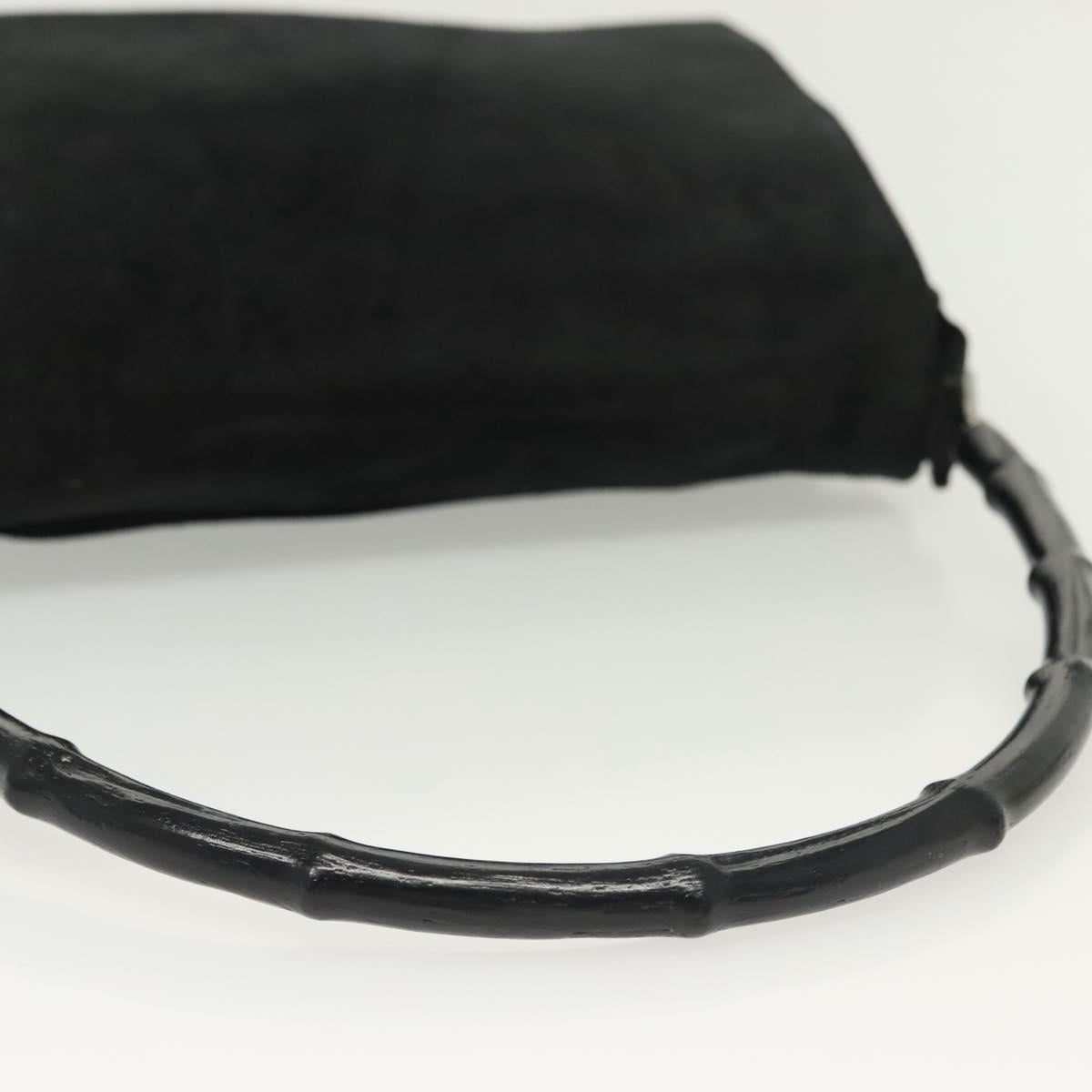GUCCI Bamboo Tote Bag Suede Black Silver Auth ep10395