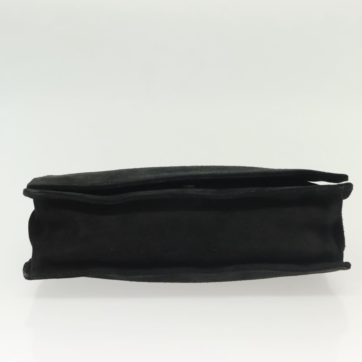 GUCCI Bamboo Tote Bag Suede Black Silver Auth ep10395