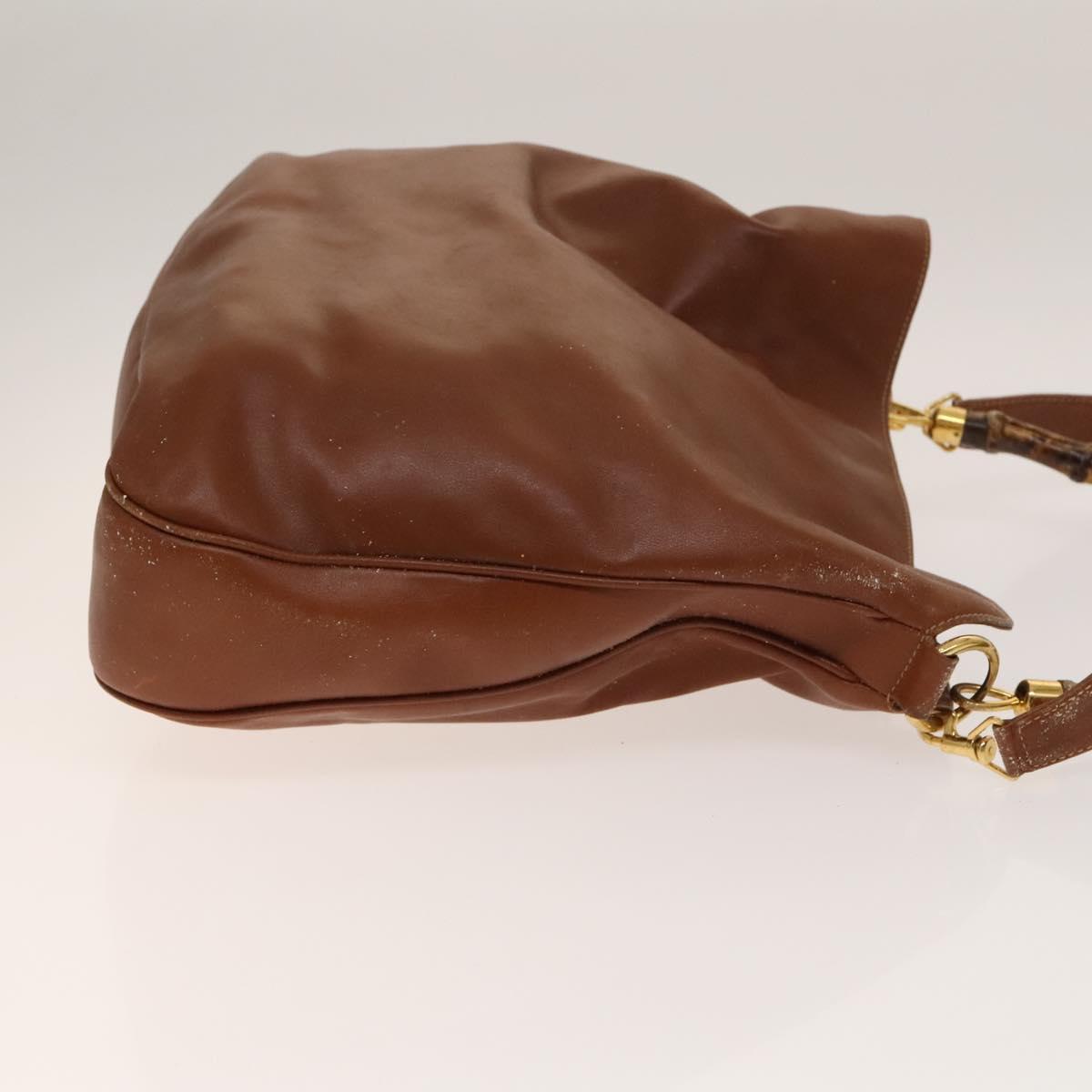 GUCCI Bamboo Hand Bag Leather 2way Brown Gold 001 1014 1577 0 Auth ep10398
