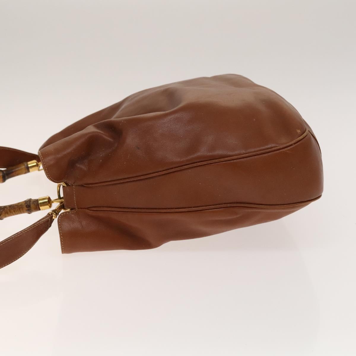 GUCCI Bamboo Hand Bag Leather 2way Brown Gold 001 1014 1577 0 Auth ep10398