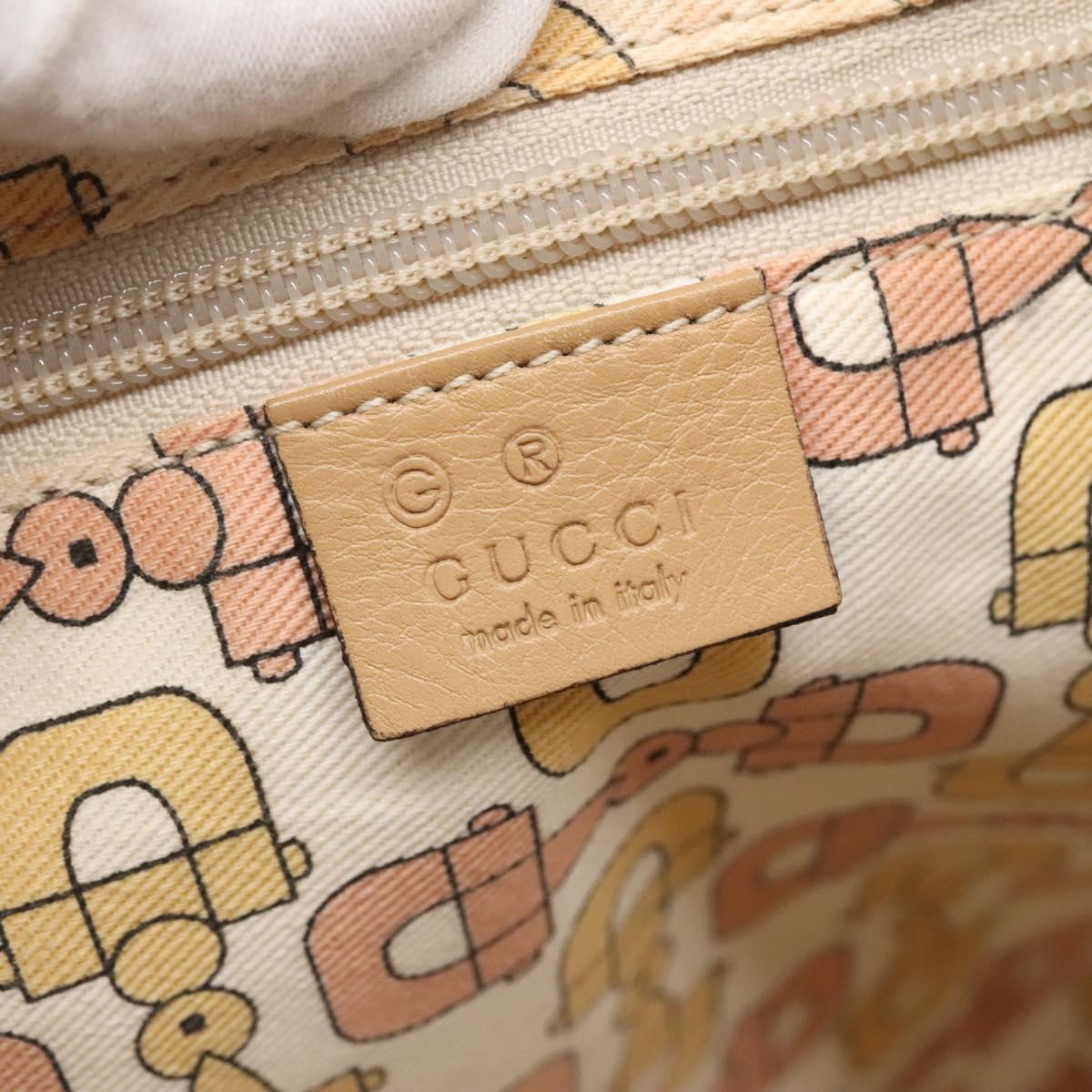 GUCCI Guccissima Shoulder Bag Canvas Beige Silver 257301 Auth ep10403