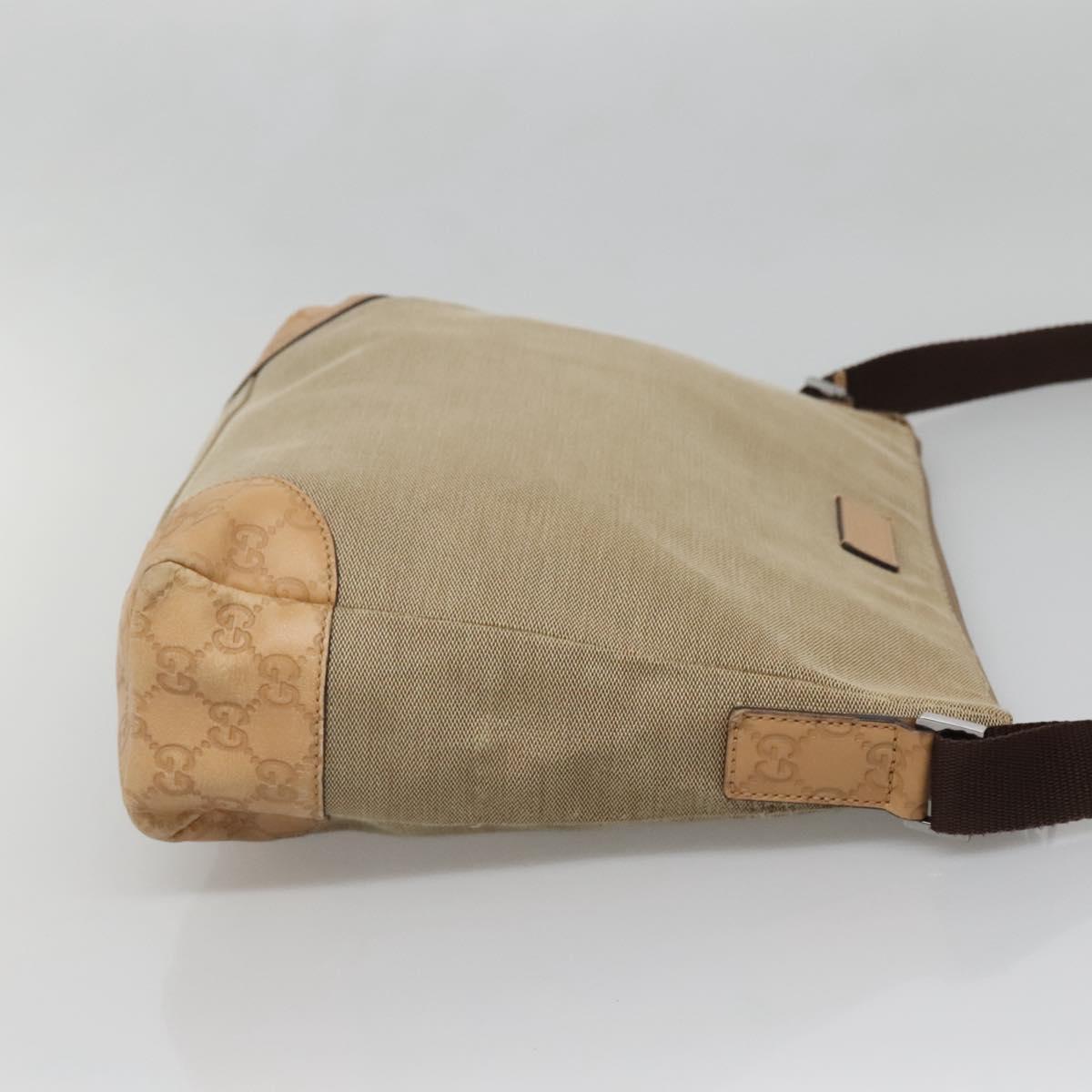 GUCCI Guccissima Shoulder Bag Canvas Beige Silver 257301 Auth ep10403