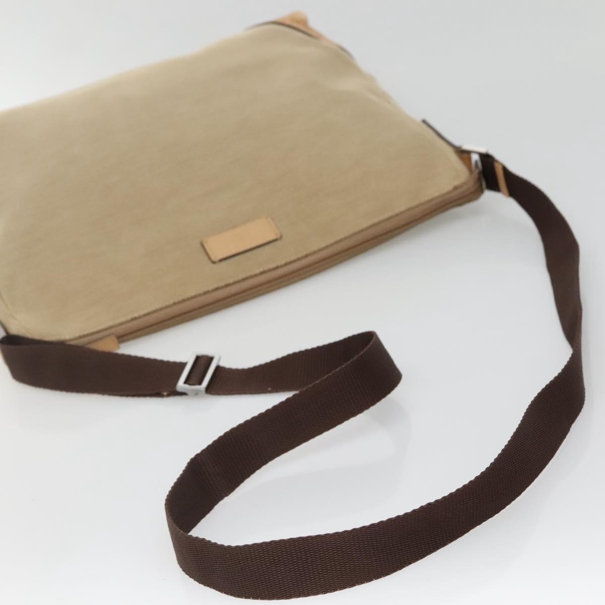 GUCCI Guccissima Shoulder Bag Canvas Beige Silver 257301 Auth ep10403