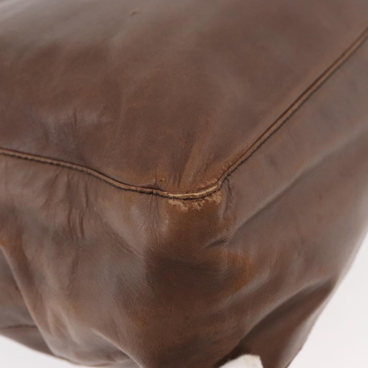 PRADA Chain Tote Bag Leather Brown Auth ep10406