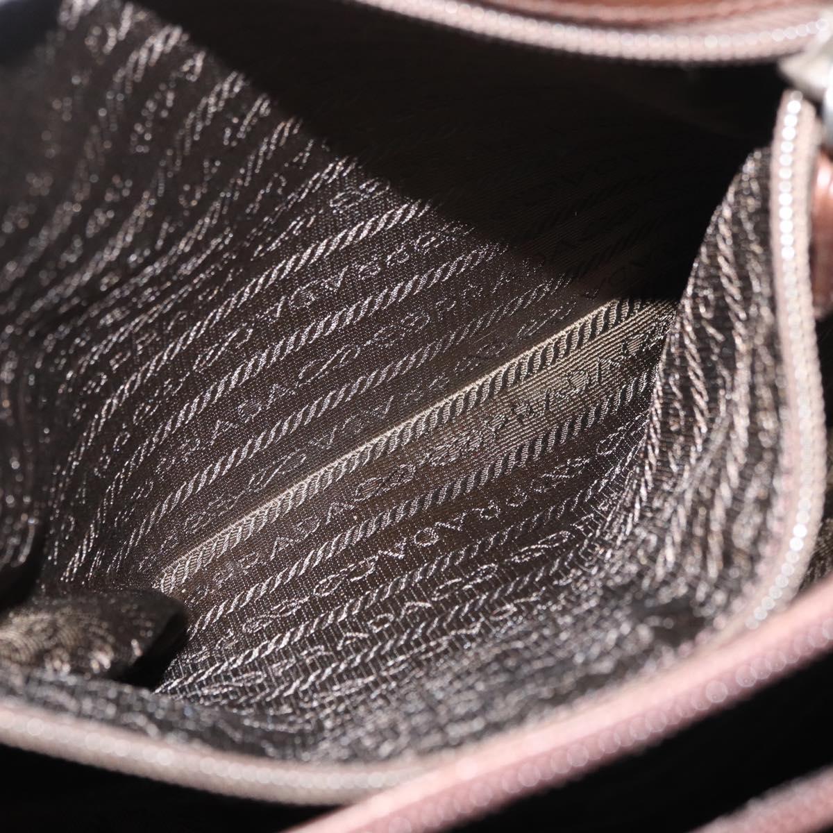 PRADA Chain Tote Bag Leather Brown Auth ep10406