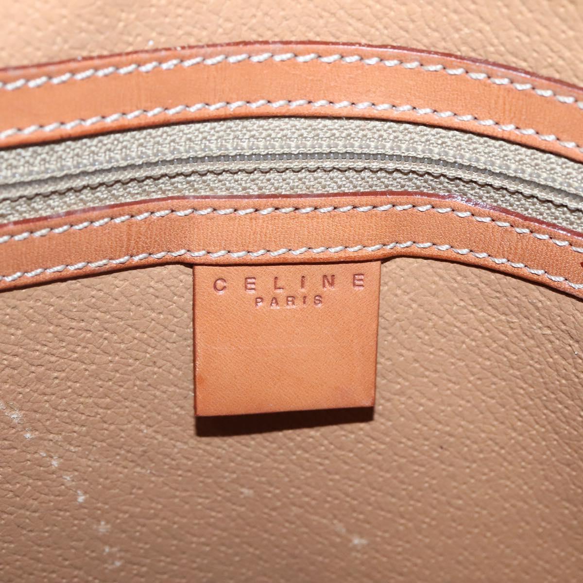 CELINE Macadam Canvas Hand Bag PVC Leather Brown Gold Auth ep10408