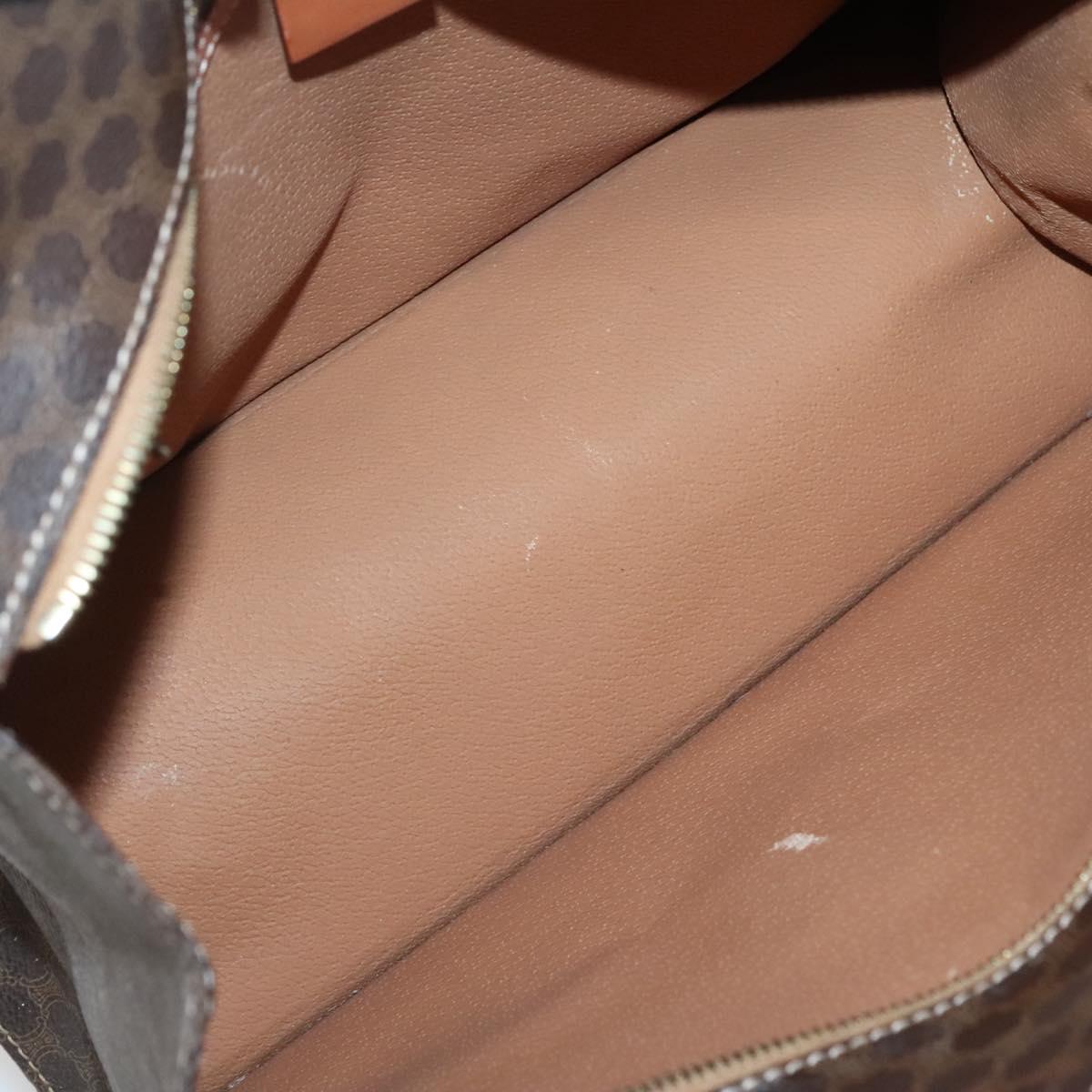 CELINE Macadam Canvas Hand Bag PVC Leather Brown Gold Auth ep10408
