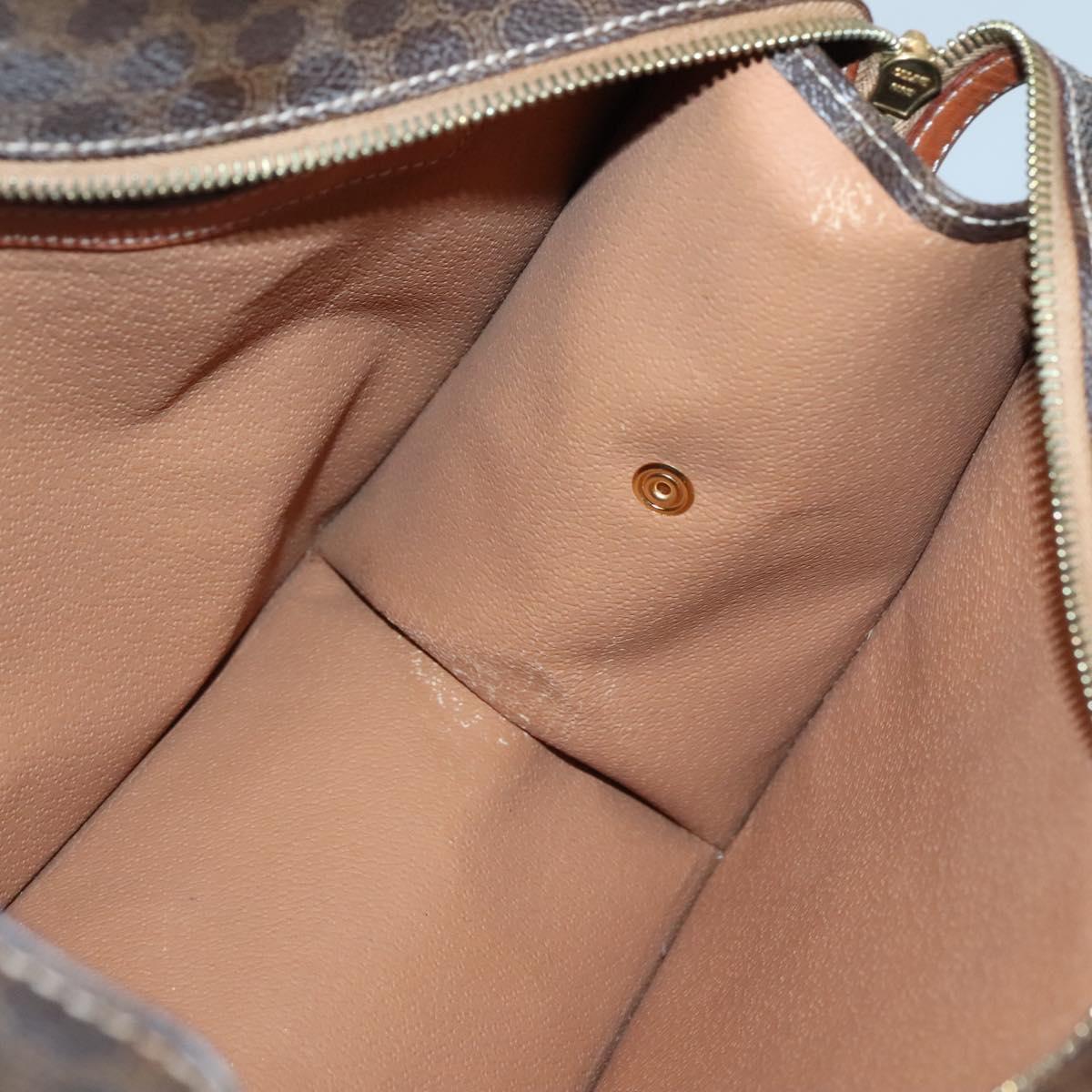 CELINE Macadam Canvas Hand Bag PVC Leather Brown Gold Auth ep10408