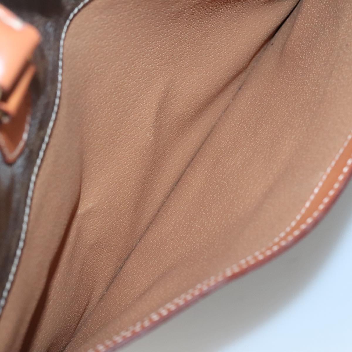 CELINE Macadam Canvas Hand Bag PVC Leather Brown Gold Auth ep10408