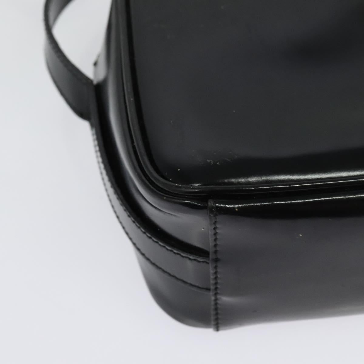 GUCCI Shoulder Bag Patent leather Black Silver Auth ep10410