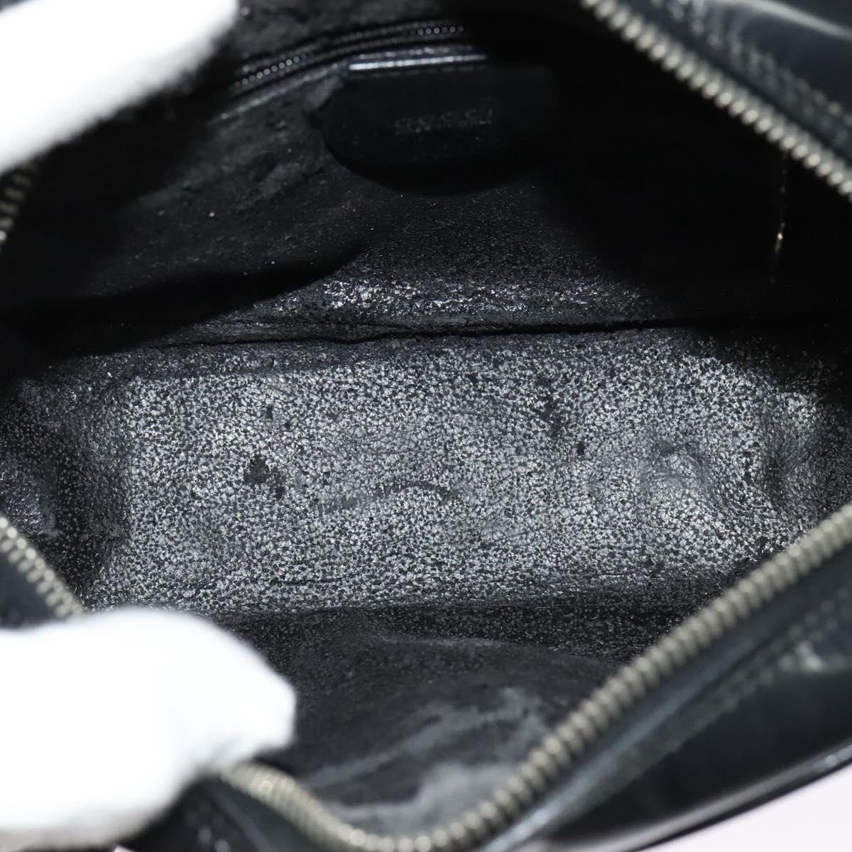 GUCCI Shoulder Bag Patent leather Black Silver Auth ep10410