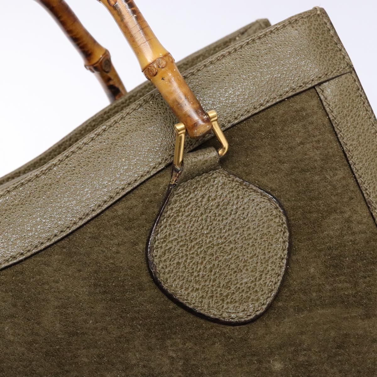 GUCCI Bamboo Hand Bag Suede Leather Brown Gold 002 1186 0260 Auth ep10426