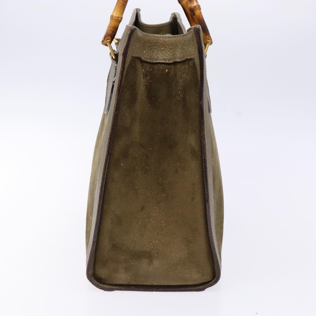 GUCCI Bamboo Hand Bag Suede Leather Brown Gold 002 1186 0260 Auth ep10426