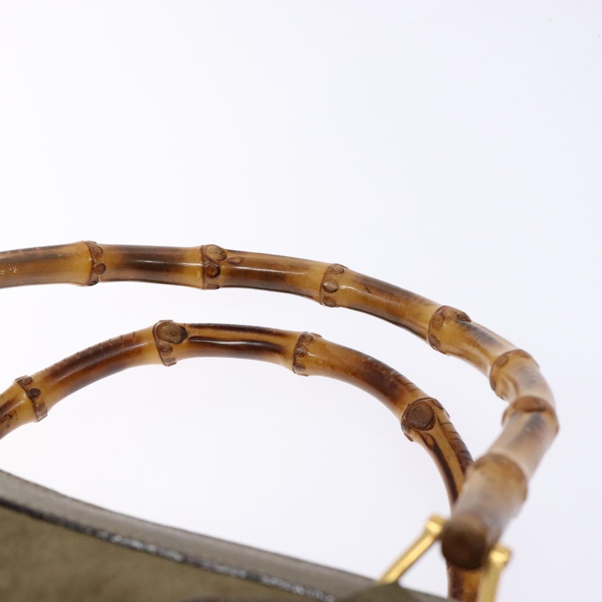 GUCCI Bamboo Hand Bag Suede Leather Brown Gold 002 1186 0260 Auth ep10426