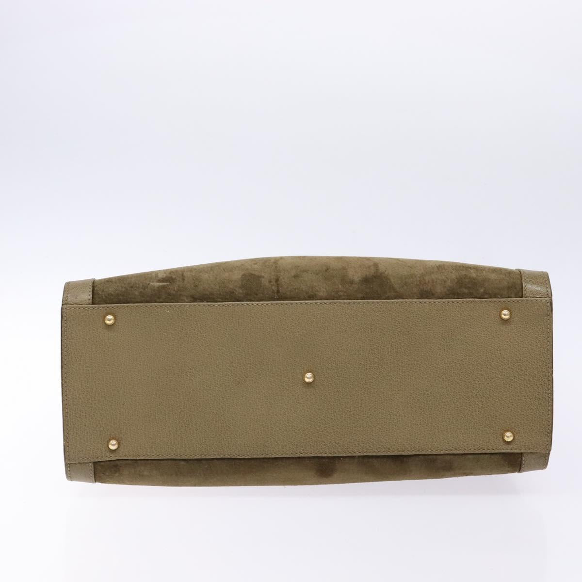 GUCCI Bamboo Hand Bag Suede Leather Brown Gold 002 1186 0260 Auth ep10426