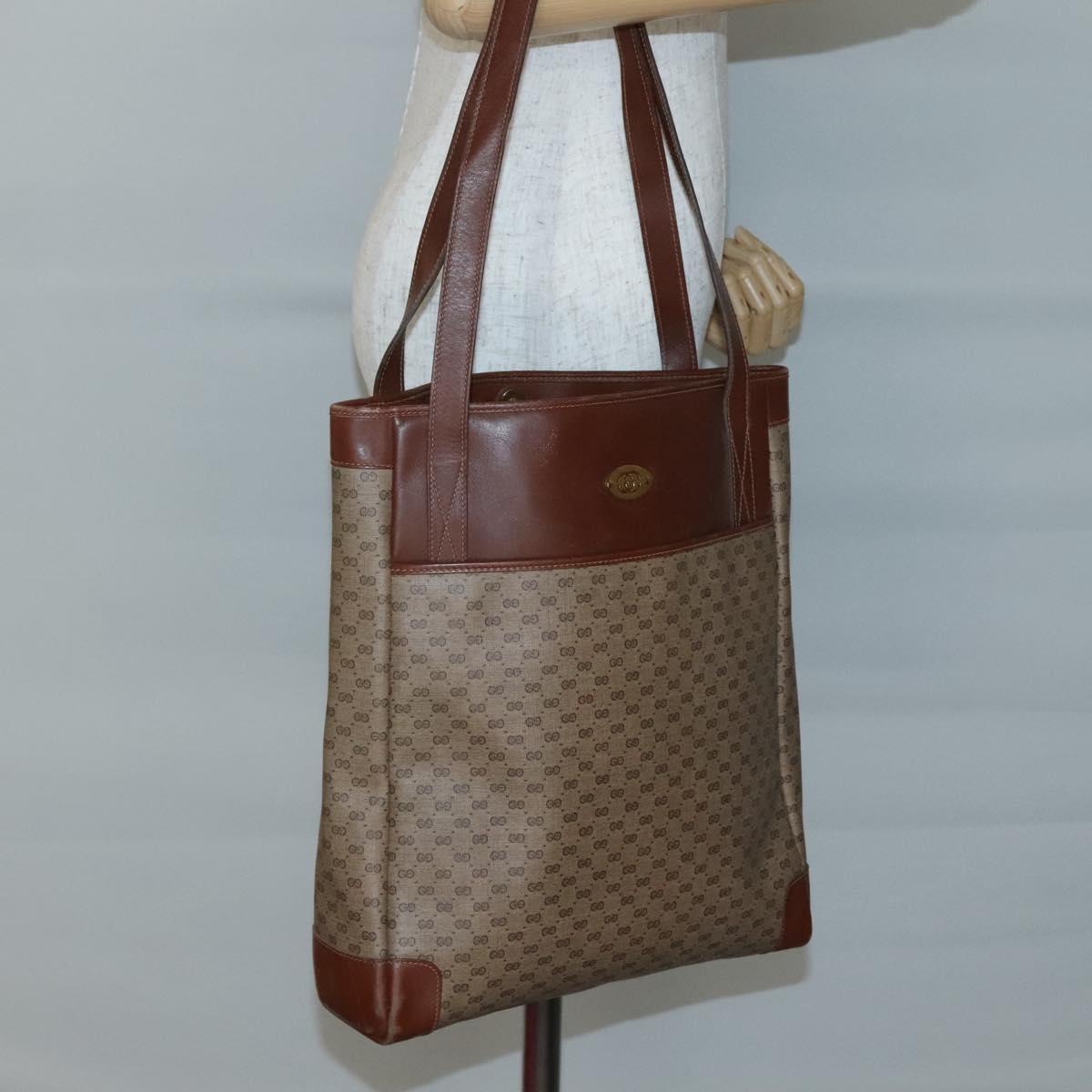 GUCCI Micro GG Supreme Tote Bag PVC Beige Gold 002 37 0035 Auth ep10439