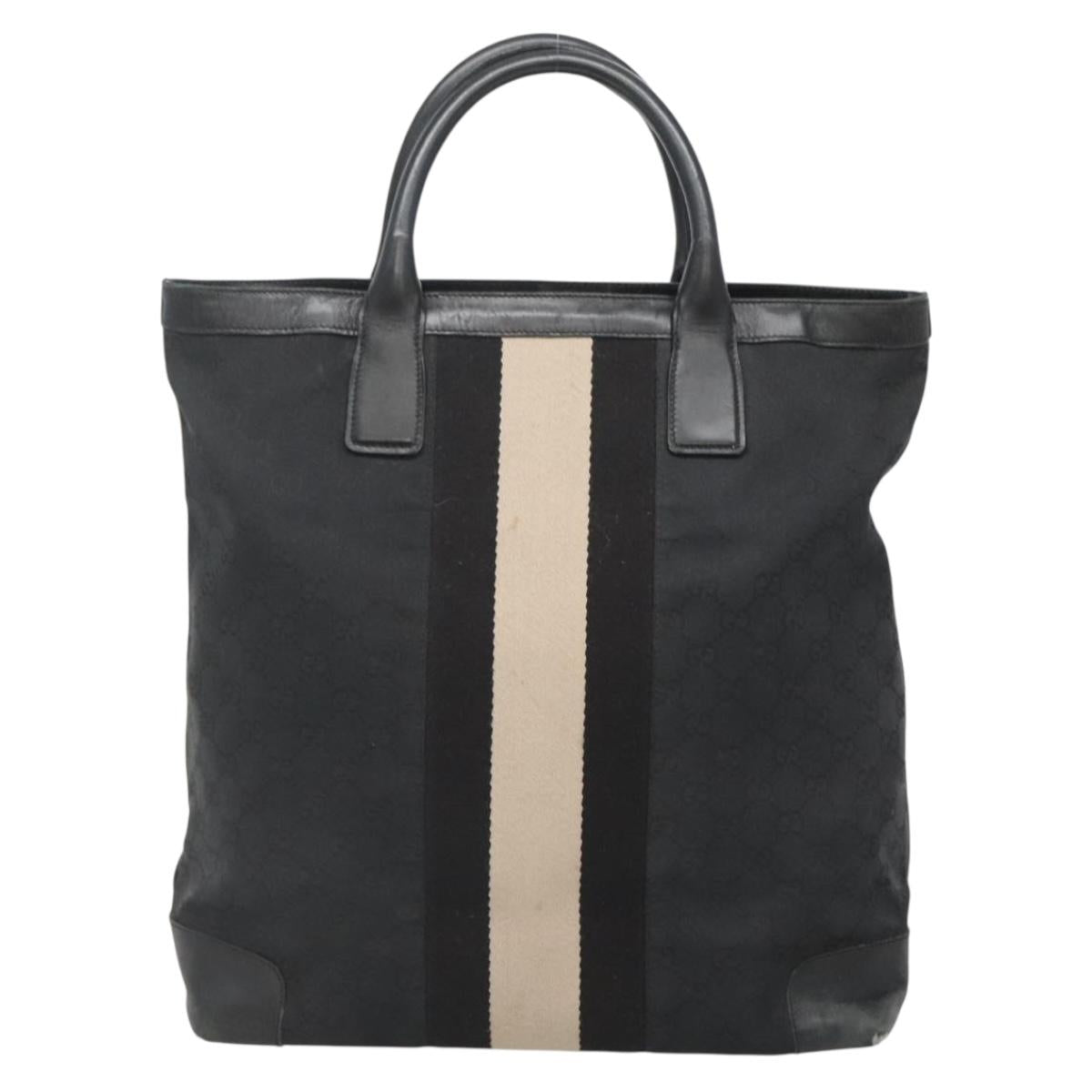 GUCCI GG Canvas Sherry Line Hand Bag Black Silver 002 1093 Auth ep10440