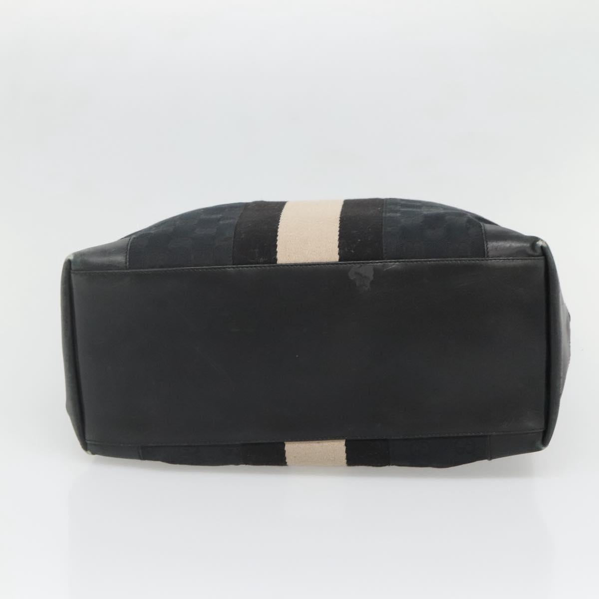 GUCCI GG Canvas Sherry Line Hand Bag Black Silver 002 1093 Auth ep10440