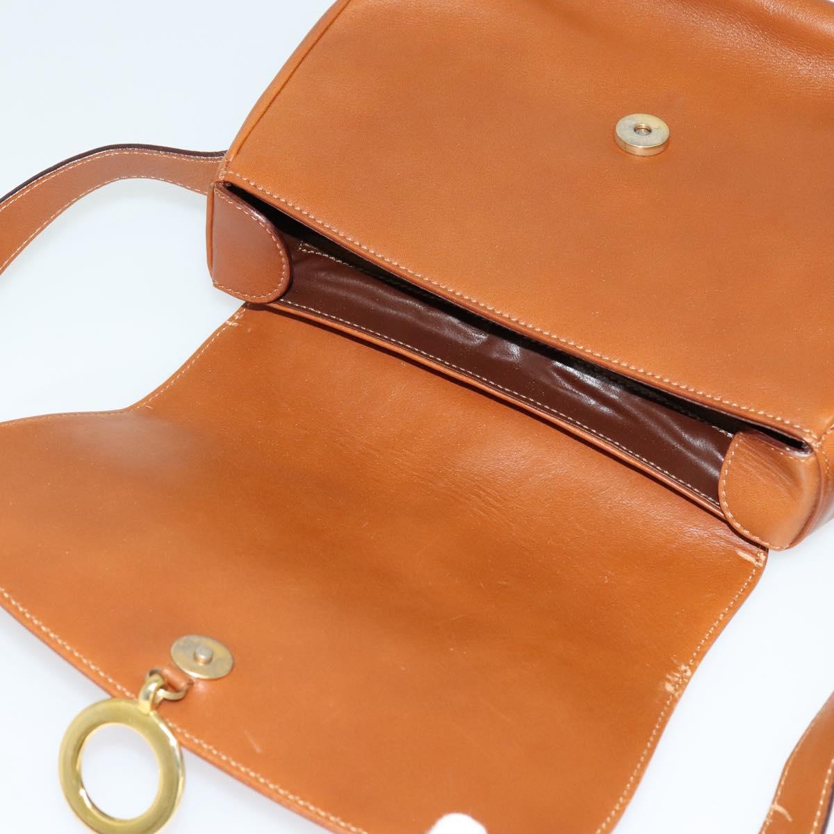 CELINE Shoulder Bag Leather Brown Gold Auth ep10441