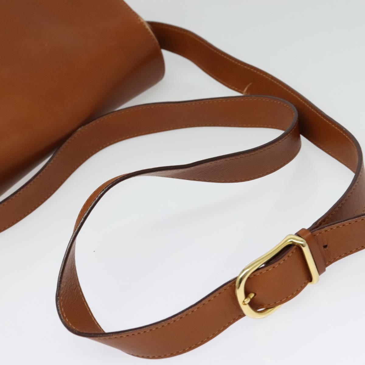 CELINE Shoulder Bag Leather Brown Gold Auth ep10441